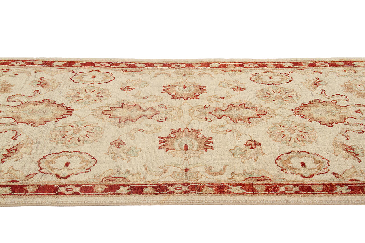 Ziegler wool runner rug, handmade, 242x76cm