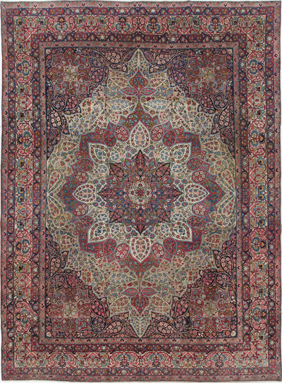 Tappeto Kerman Antico Persiano Autentico | Annodato a Mano 375x270cm - CarpetLiving