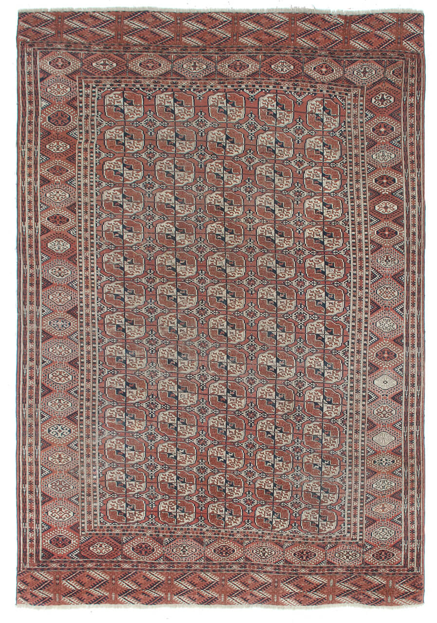 Antique Bouchara Oriental Rug: Authentic Turkmen Rug 339x226cm