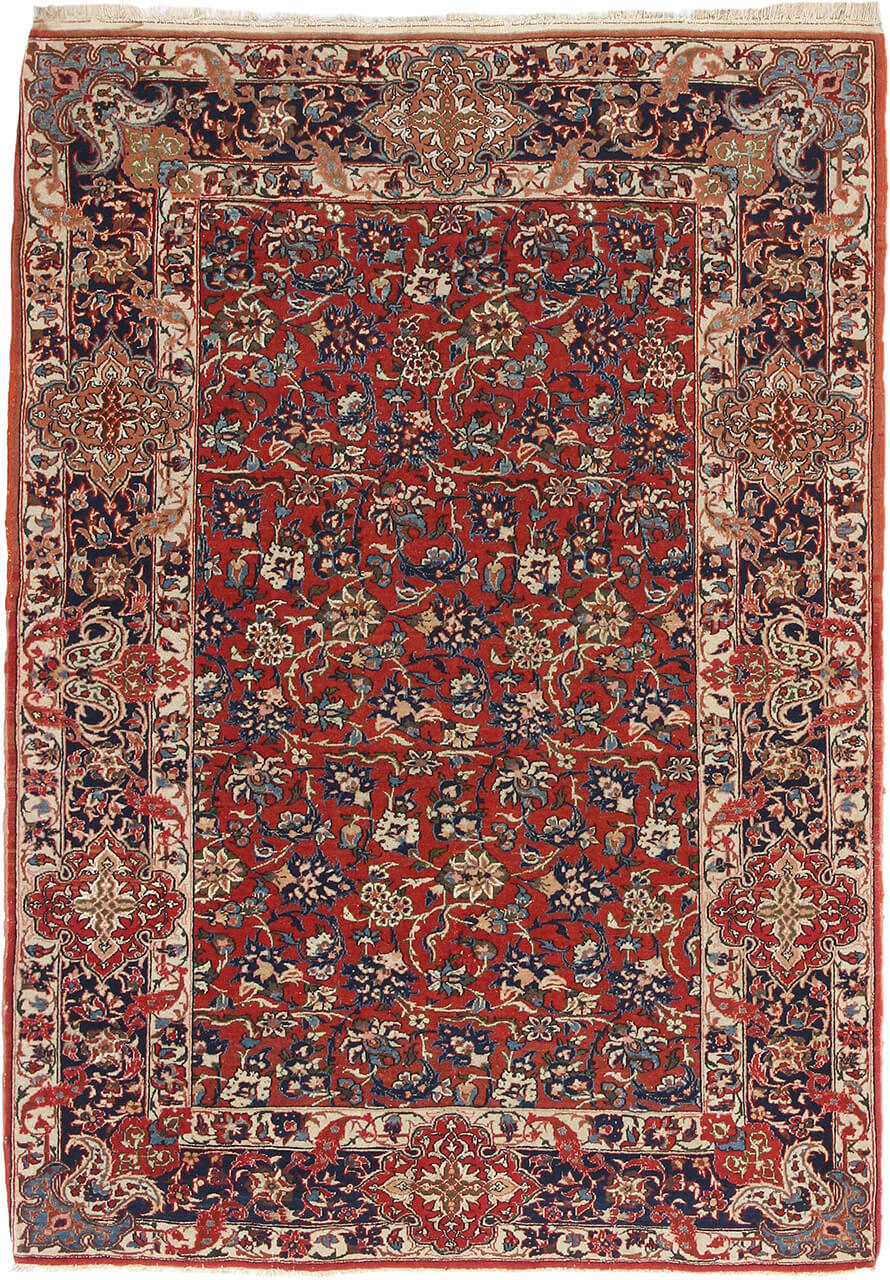 Authentic Antique Persian Isfahan Rug | Hand-Knotted 143x102cm