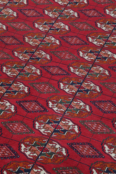 Antique Bouchara Oriental Rug: Authentic Turkmen Rug 300x225cm