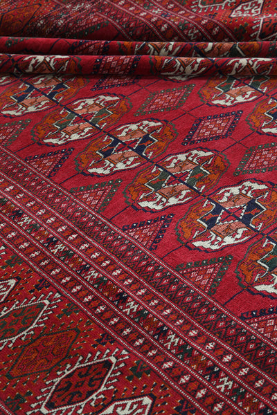 Antique Bouchara Oriental Rug: Authentic Turkmen Rug 300x225cm