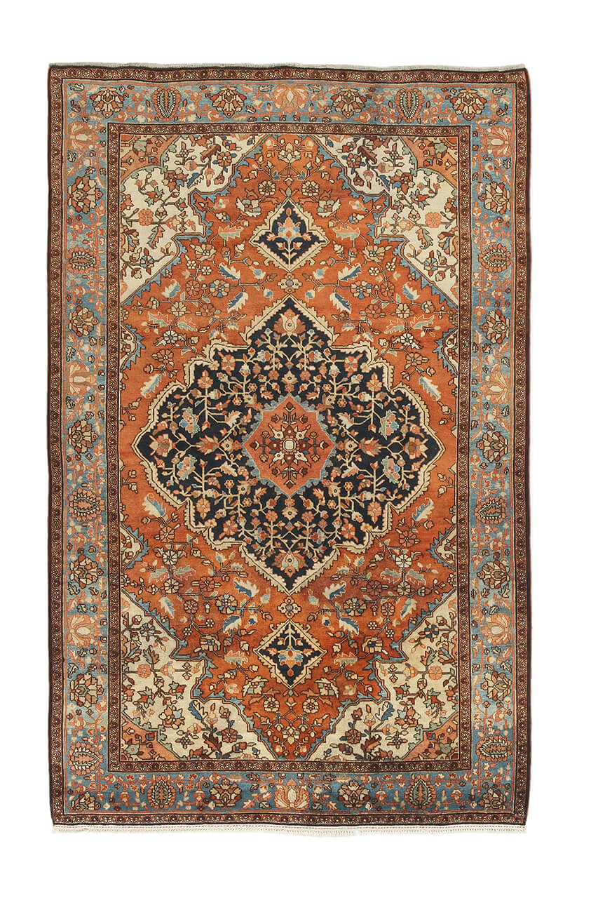 Authentic Antique Persian Farahan Rug | Hand-Knotted 204x130cm