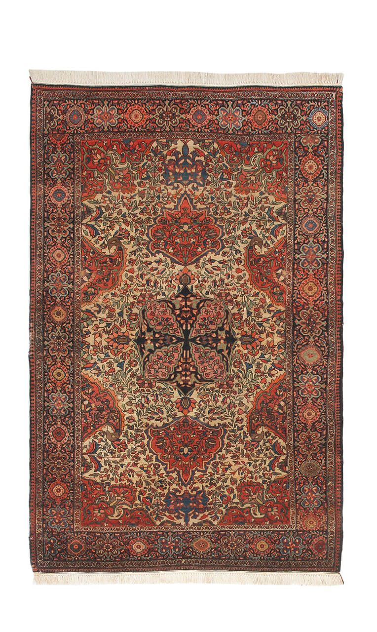 Authentic Antique Persian Farahan Rug | Hand-Knotted 219x127cm