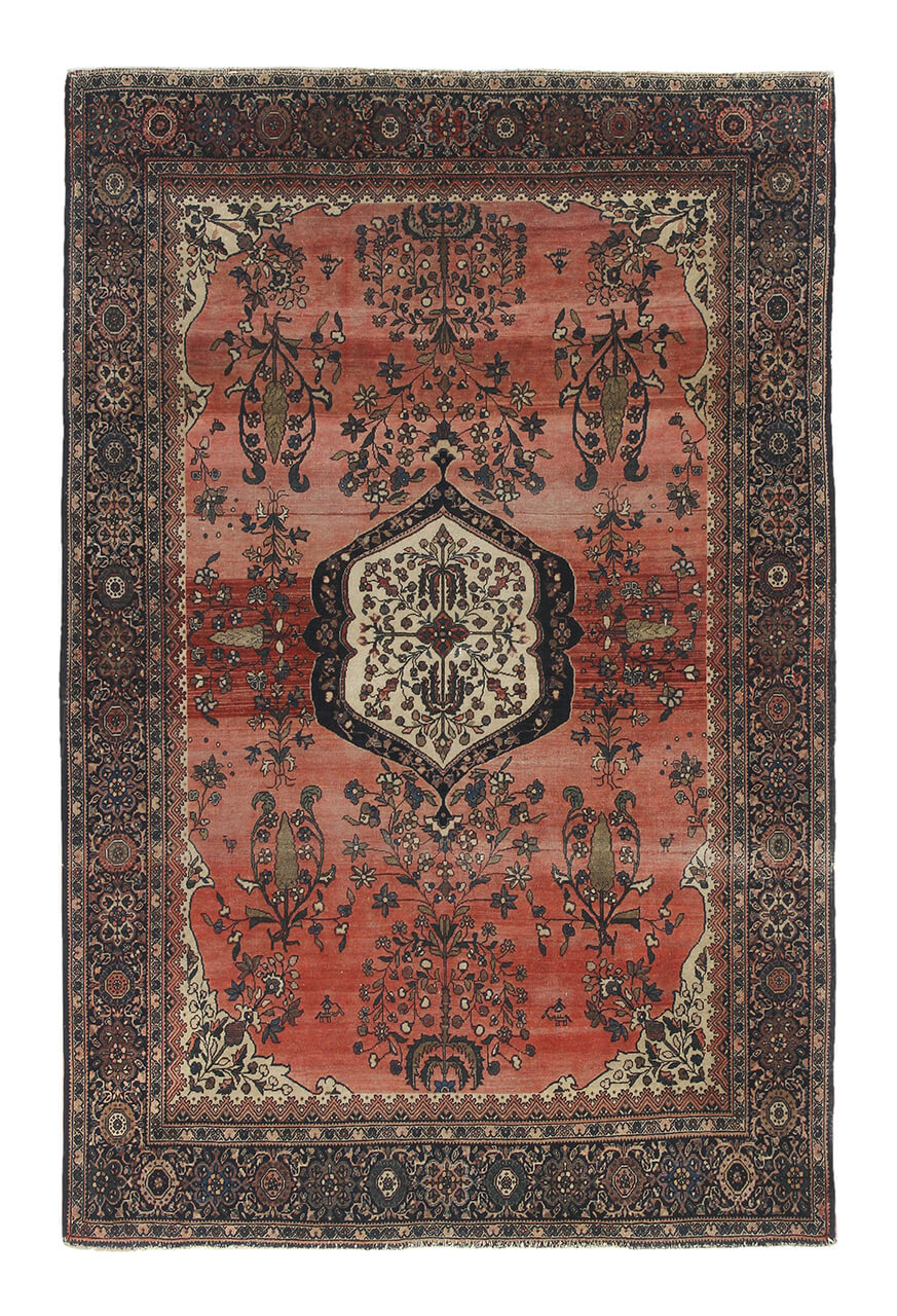 Authentic Antique Persian Farahan Rug | Hand-Knotted 194x127cm