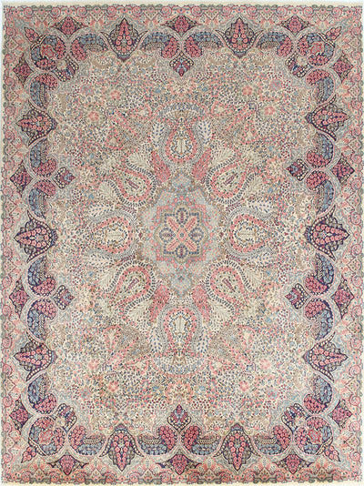 Tappeto Kerman Antico Persiano Autentico | Annodato a Mano 391x295cm - CarpetLiving