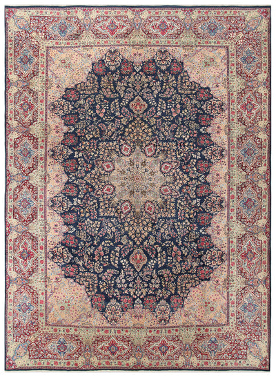 Tappeto Kerman Antico Persiano Autentico | Annodato a Mano 411x301cm - CarpetLiving