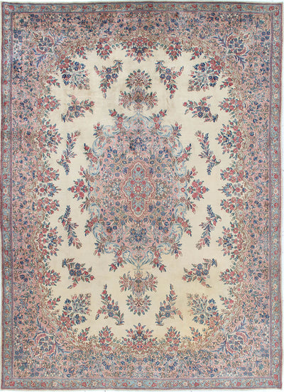 Tappeto Kerman Antico Persiano Autentico | Annodato a Mano 381x268cm - CarpetLiving