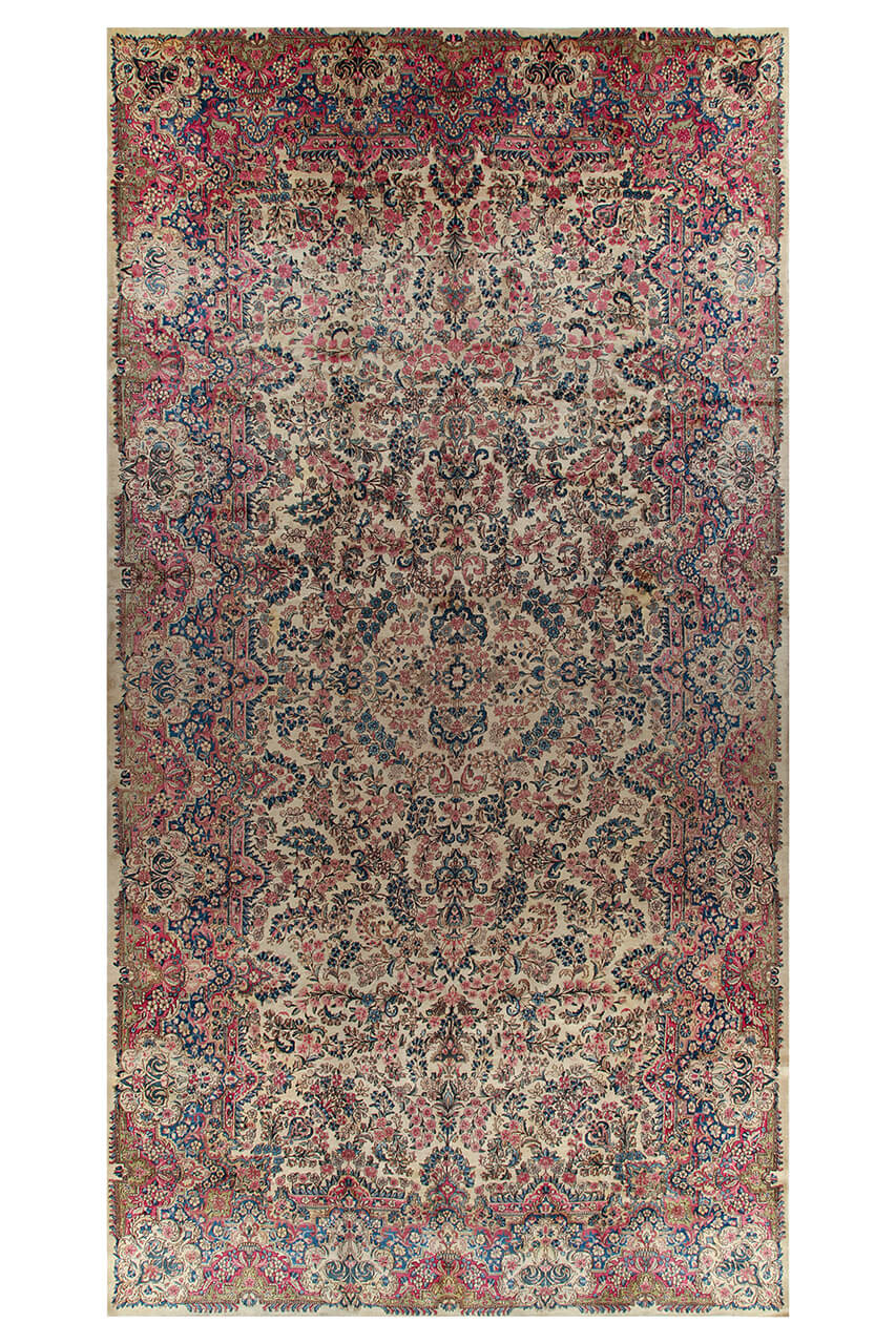 Tappeto Kerman Antico Persiano Autentico | Annodato a Mano 642x339cm