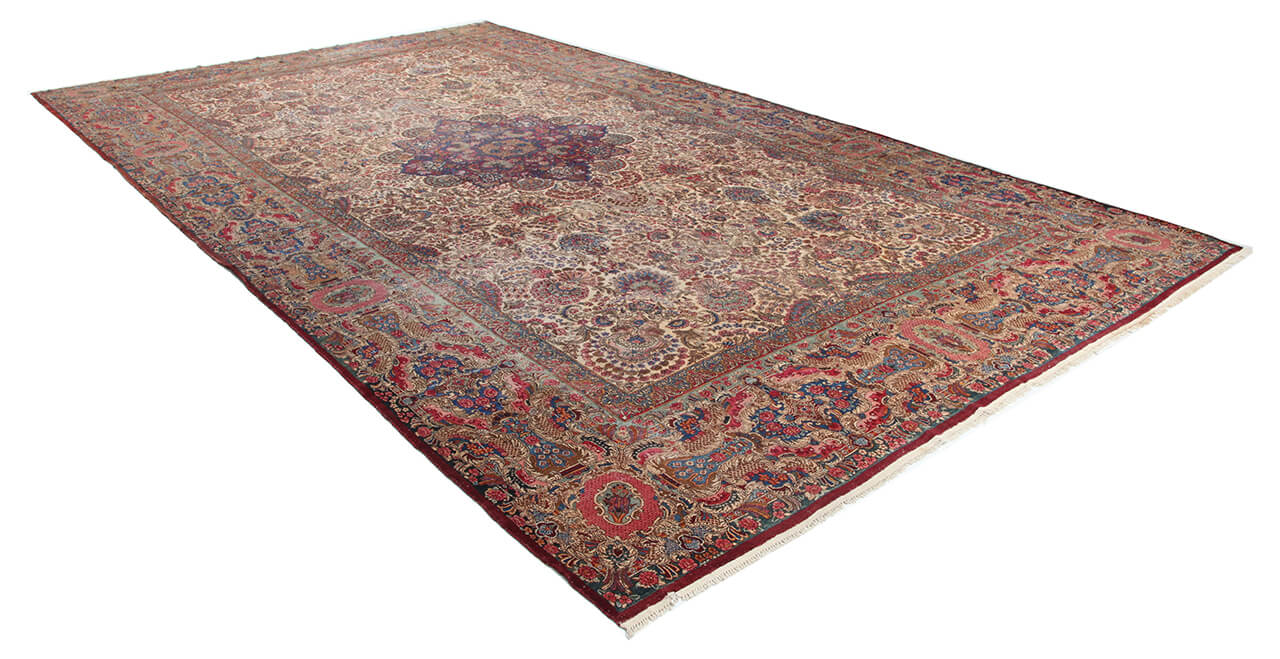 Tappeto Kerman Antico Persiano Autentico | Annodato a Mano 611x338cm
