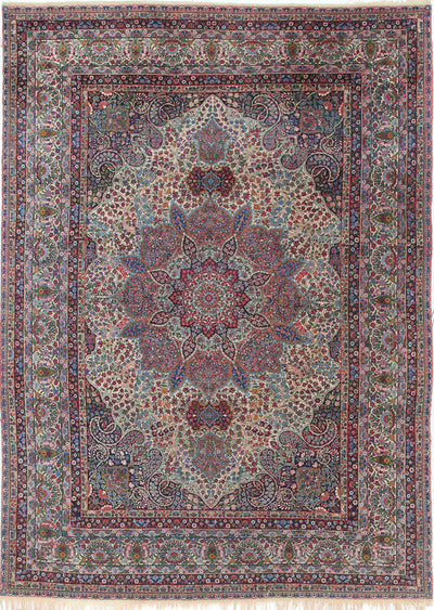 Tappeto Kerman Antico Persiano Autentico | Annodato a Mano 369x265cm - CarpetLiving