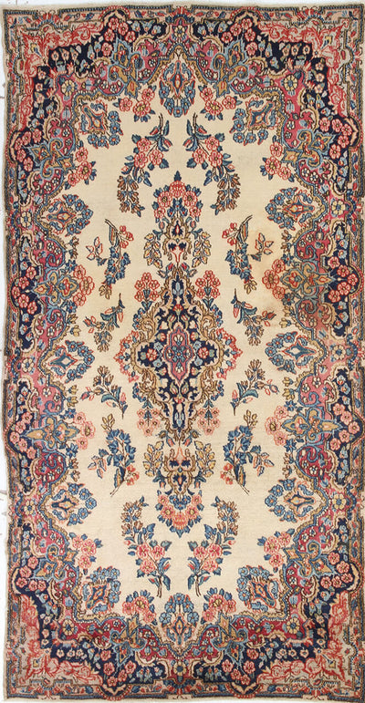 Tappeto Kerman Antico Persiano Autentico | Annodato a Mano 227x114cm - CarpetLiving