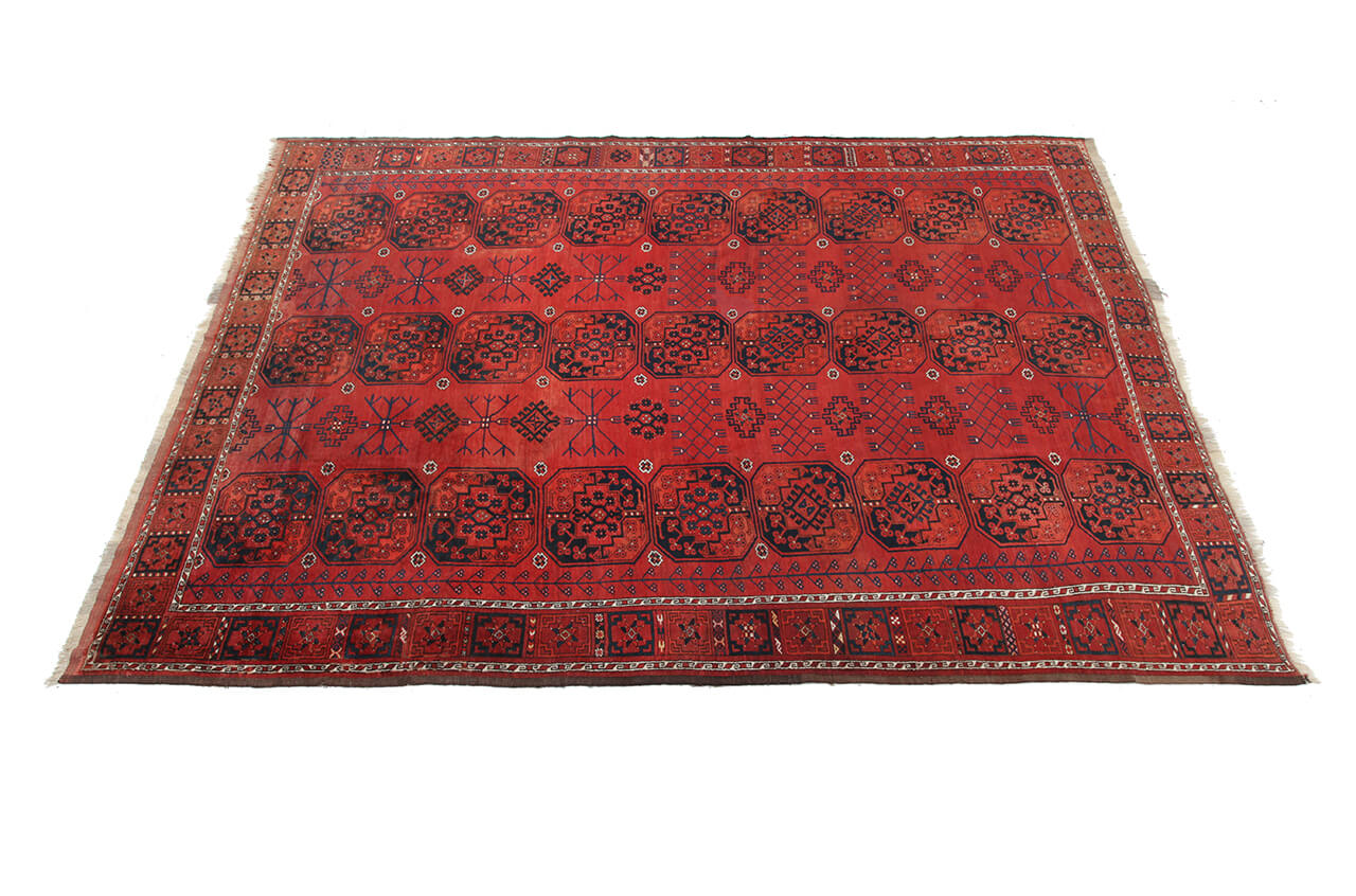 Tappeto Orientale Bouchara Antico: Autentico Tappeto Turcomanno 356x270cm