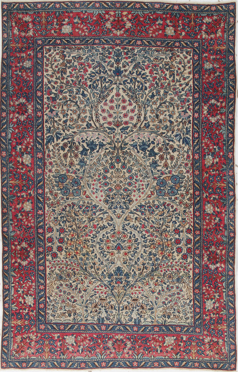 Tappeto Kerman Antico Persiano Autentico | Annodato a Mano 200x120cm