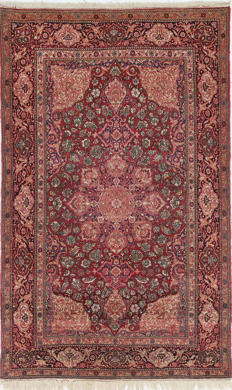Tappeto Isfahan Antico Persiano Autentico | Annodato a Mano 217x133cm
