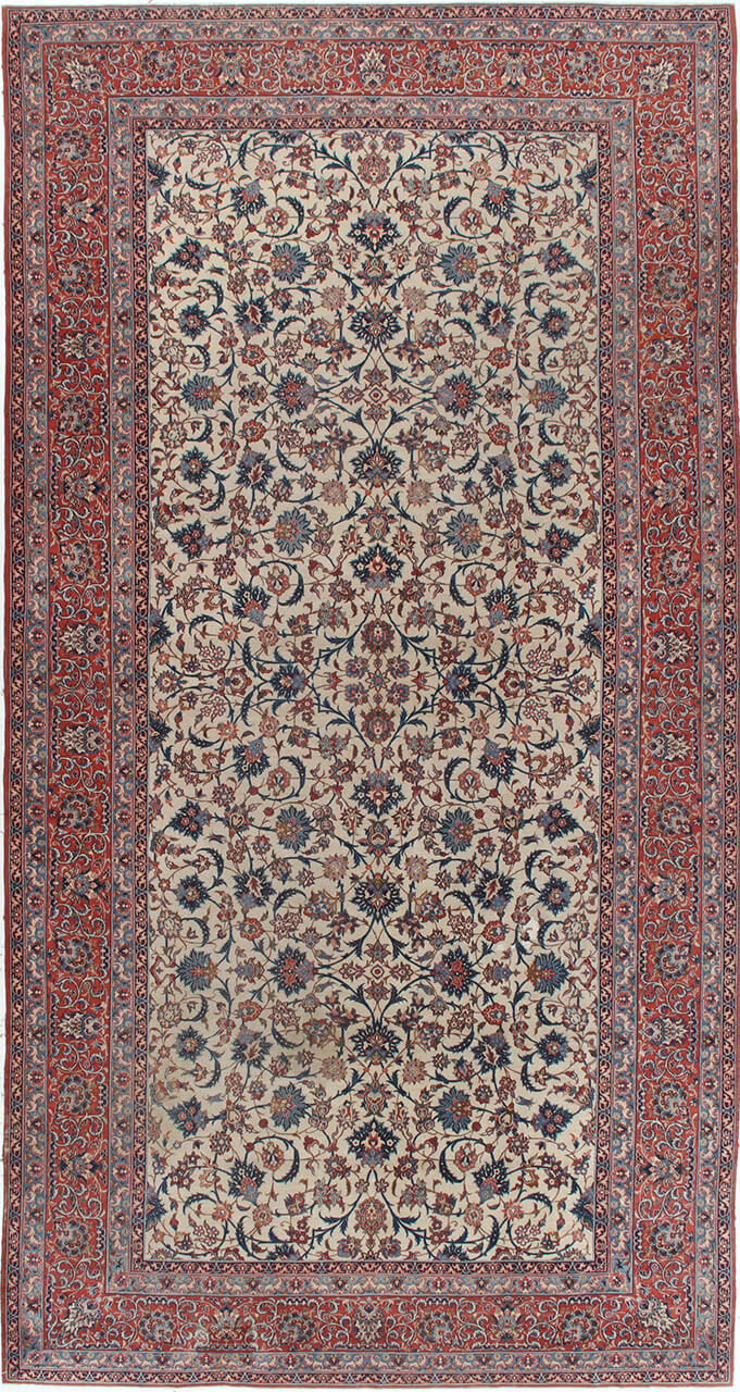 Tappeto Isfahan Antico Persiano Autentico | Annodato a Mano 481x244cm