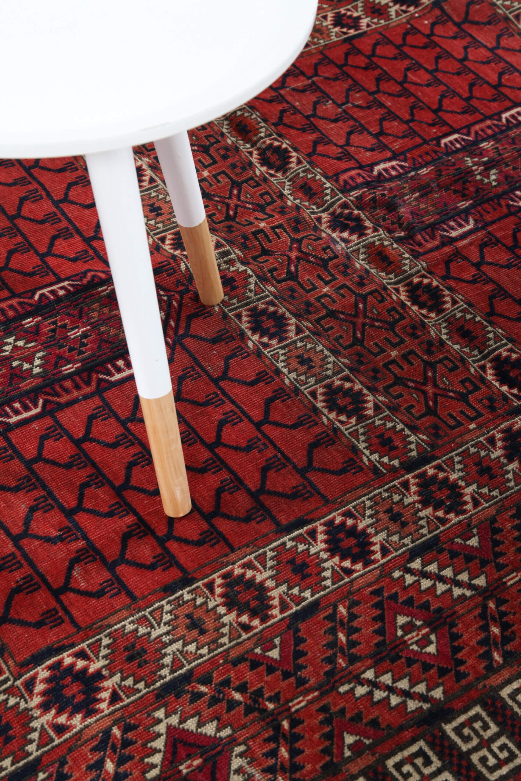 Antique Bouchara Oriental Rug: Authentic Turkmen Rug 183x115cm