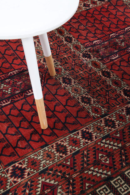 Antique Bouchara Oriental Rug: Authentic Turkmen Rug 183x115cm