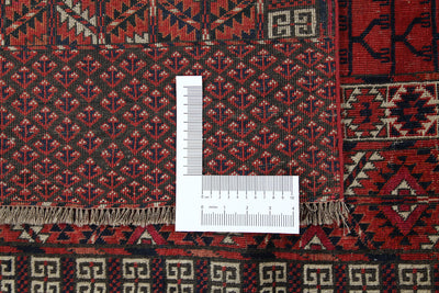 Antique Bouchara Oriental Rug: Authentic Turkmen Rug 183x115cm