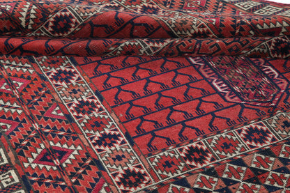 Antique Bouchara Oriental Rug: Authentic Turkmen Rug 183x115cm