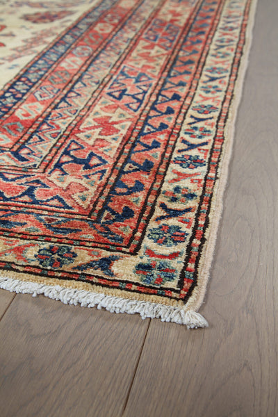 Tappeto Kazak Classico, Beige, Rosso, stile caucasico, fatto a mano, 238x175cm - CarpetLiving