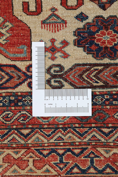 Tappeto Kazak Classico, Beige, Rosso, stile caucasico, fatto a mano, 238x175cm - CarpetLiving