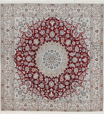 Tappeto Persiano Quadrato NAIN 9L fine 202x200cm | Medaglione Rosso