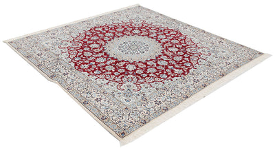 Tappeto Persiano Quadrato NAIN 9L fine 202x200cm | Medaglione Rosso