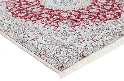 Tappeto Persiano Quadrato NAIN 9L fine 202x200cm | Medaglione Rosso
