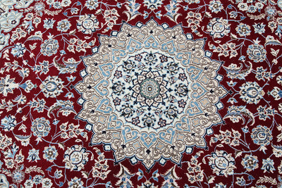 Tappeto Persiano Quadrato NAIN 9L fine 202x200cm | Medaglione Rosso