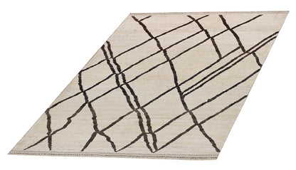 Modern design white Berber style carpet, handmade 237x141cm