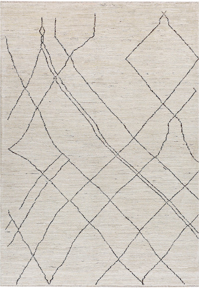 Tappeto design moderno bianco stile berbero, fatto a mano 237x165cm - CarpetLiving