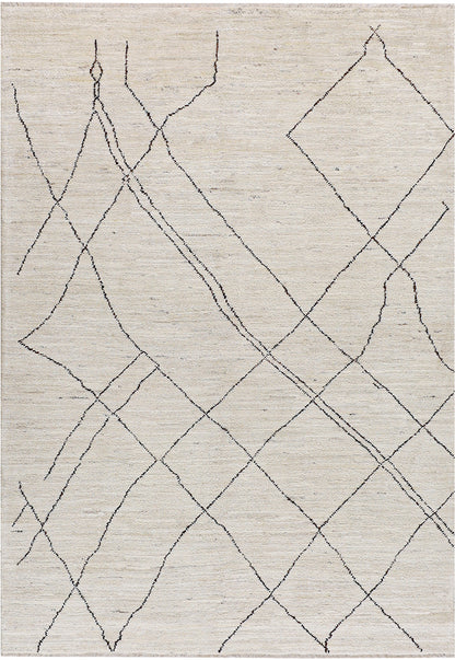 Modern design white Berber style carpet, handmade 237x165cm