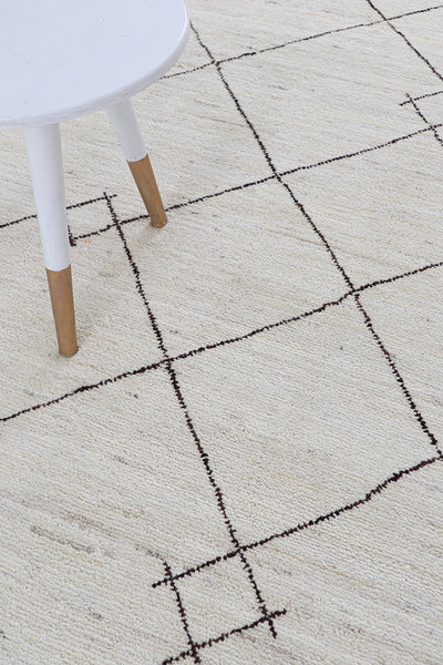 Tappeto design moderno bianco stile berbero, fatto a mano 298x190cm - CarpetLiving