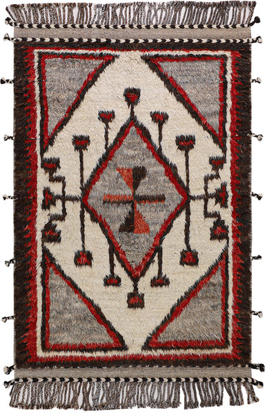 Tappeto stile berbero Navajo multicolore, fatto a mano 215x161cm - CarpetLiving
