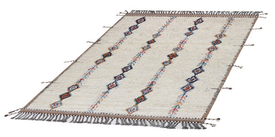 Tappeto berbero tribale nomade bianco, fatto a mano 237x171cm - CarpetLiving