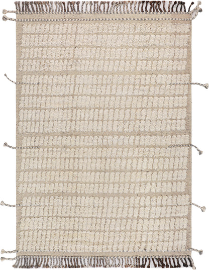 Modern design white Berber style carpet, handmade 239x170cm