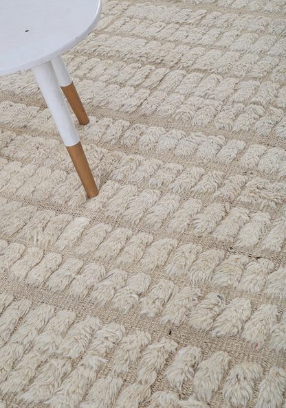 Modern design white Berber style carpet, handmade 239x170cm