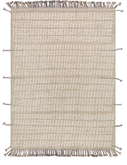 Modern design white Berber style carpet, handmade 241x176cm