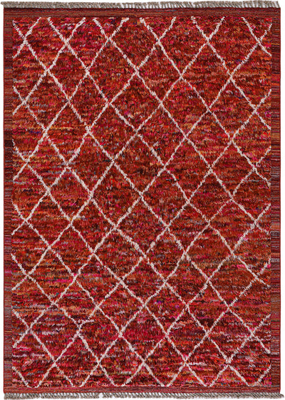 Tappeto berbero pelo lungo rosso, fatto a mano 299x211cm - CarpetLiving