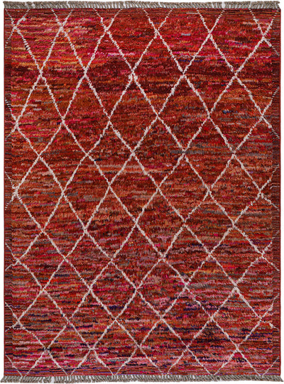 Tappeto berbero pelo lungo rosso, fatto a mano 292x215cm - CarpetLiving