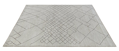 Tappeto design moderno bianco stile berbero, fatto a mano 348x249cm