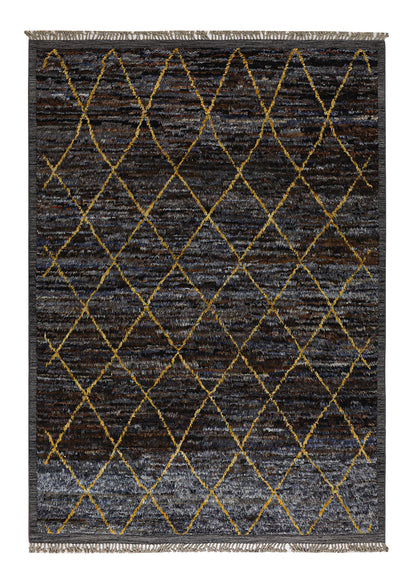 Modern design black Berber style carpet, handmade 306x214cm