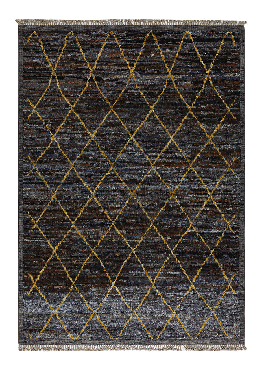Modern design black Berber style carpet, handmade 306x214cm