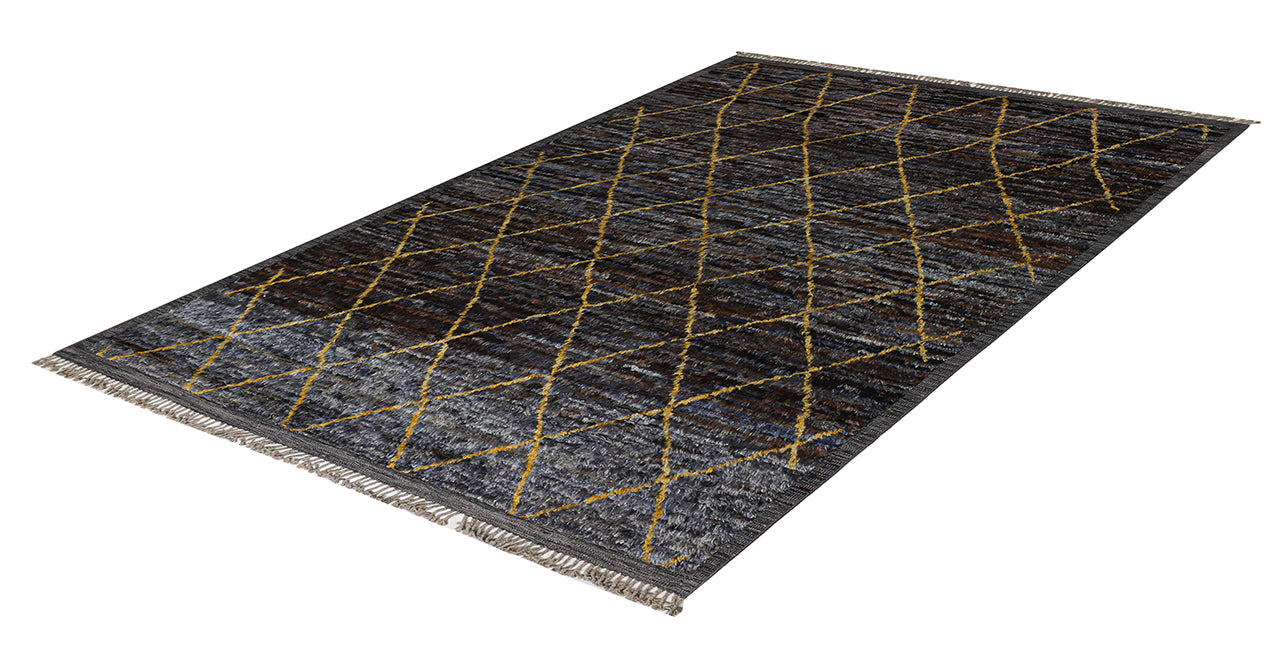 Modern design black Berber style carpet, handmade 306x214cm