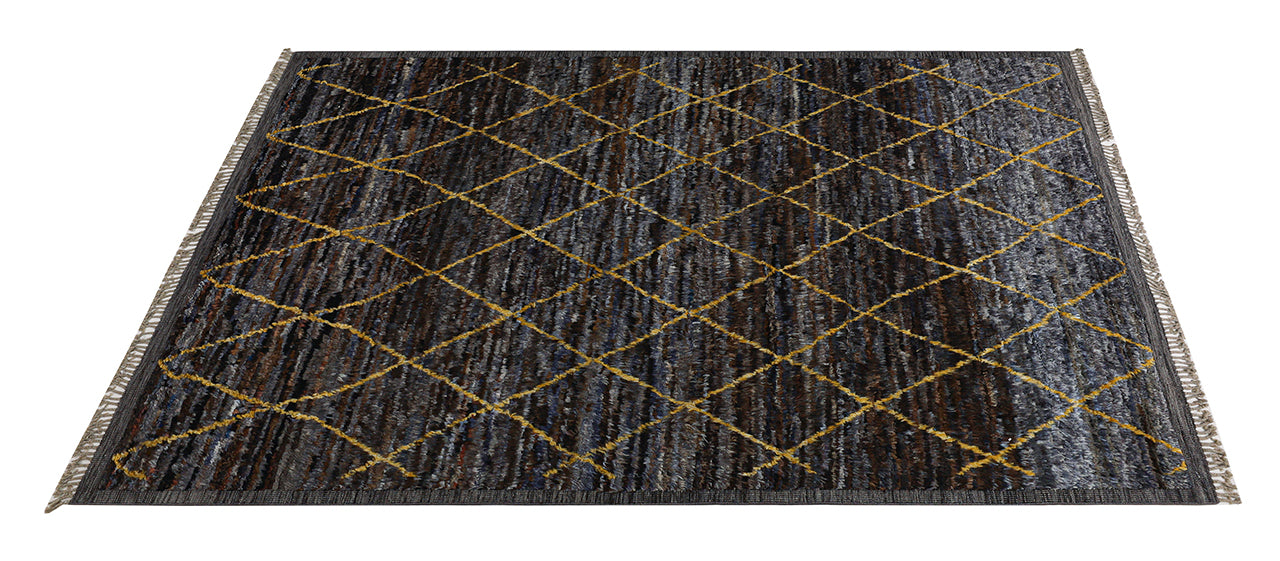 Modern design black Berber style carpet, handmade 306x214cm