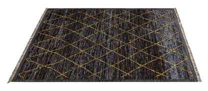 Modern design black Berber style carpet, handmade 306x214cm