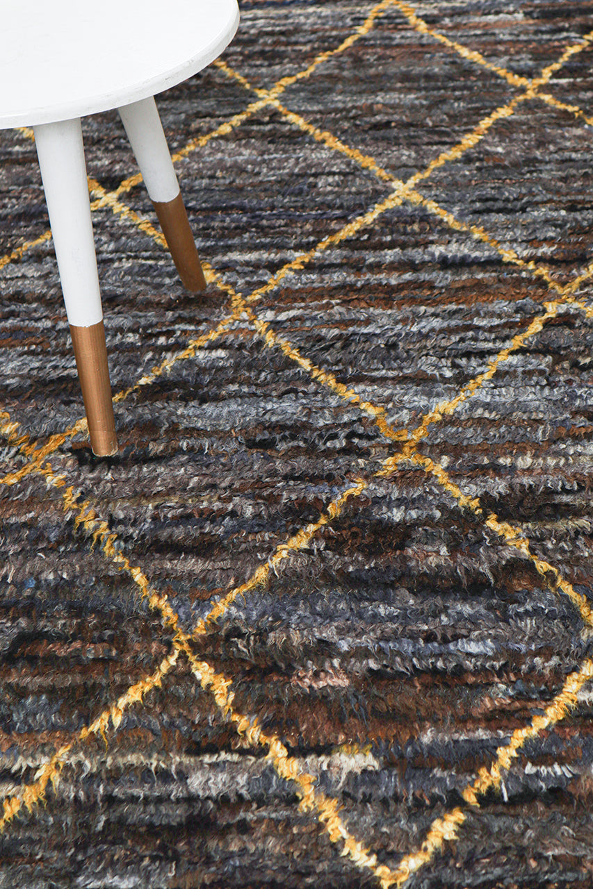 Modern design black Berber style carpet, handmade 306x214cm