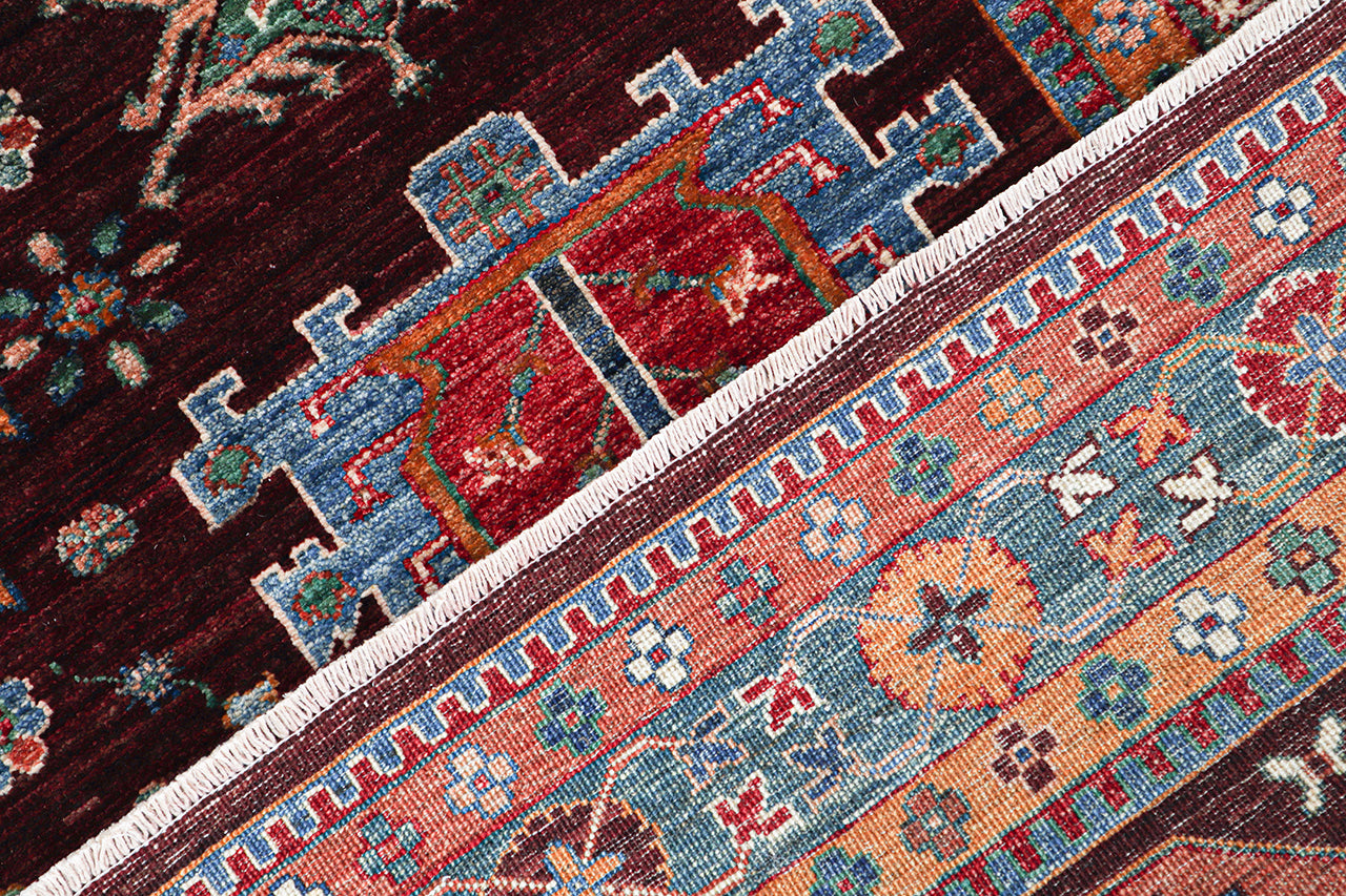 Tappeto Afghan multicolore in lana, fatto a mano 240x174cm