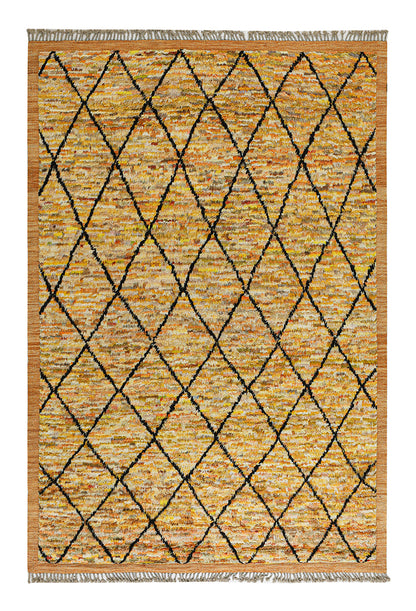 Modern design yellow Berber style carpet, handmade 308x210cm